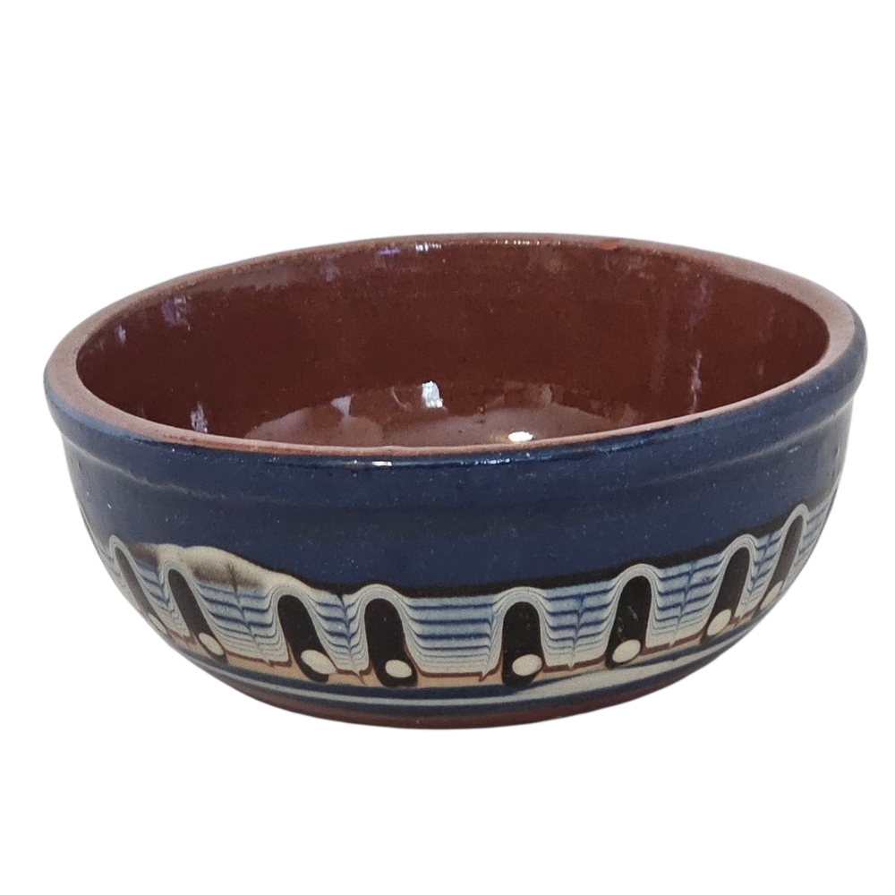 Troyan Bulgarian Drip Glaze Redware Clay Handcrafted Boho Bowl.